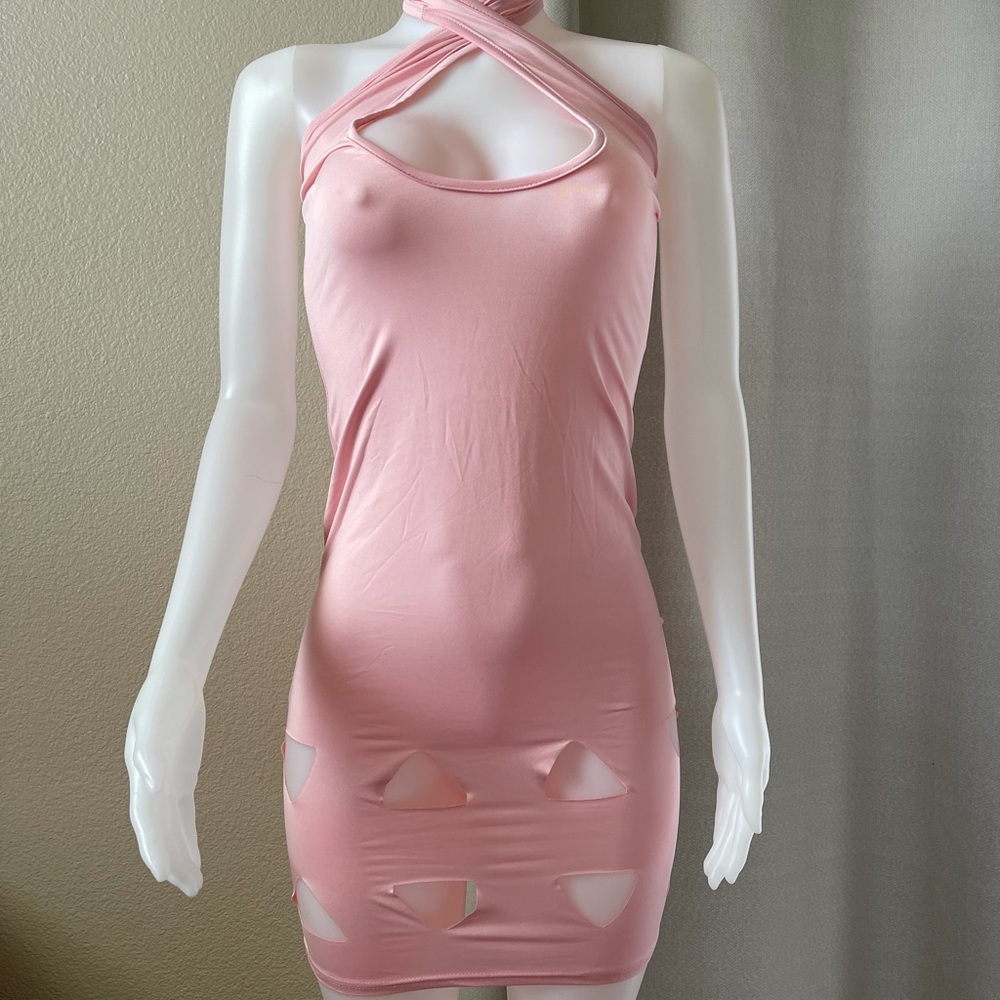 NEW Pretty Rose Pink Sexy Cutout Clubwear Dress. Never Worn, Size S